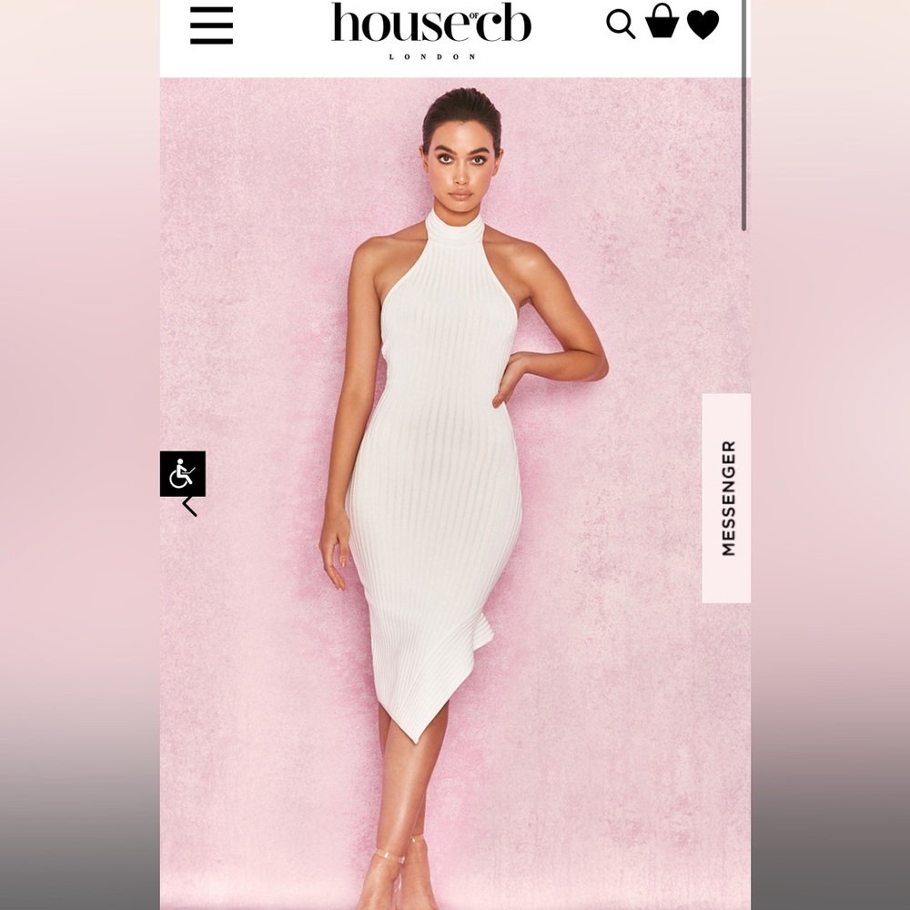 SEVVA WHITE BANDAGE HALTER DRESS Worn once house of CB perfect condition